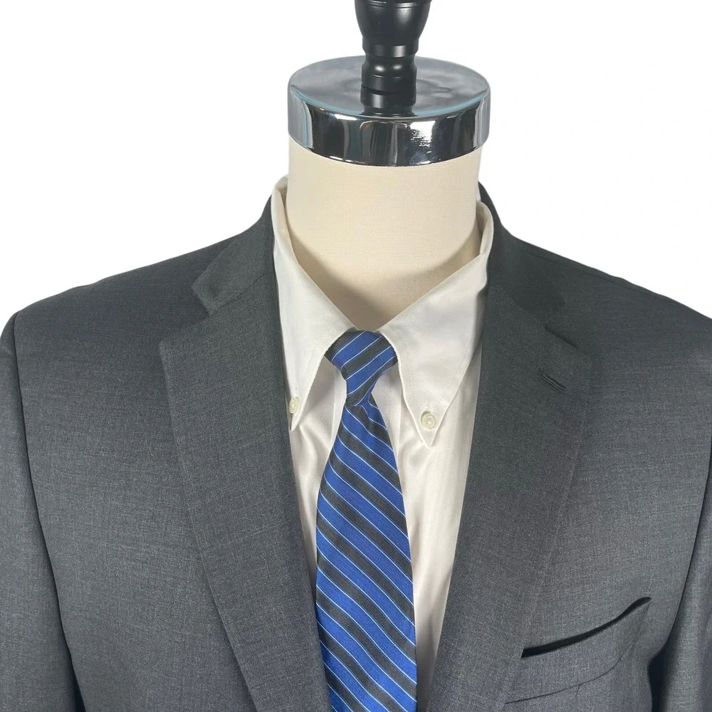 Lauren Ralph Lauren Blazer Mens 44L Charcoal‎ 100% Wool Two Button Suit Separate